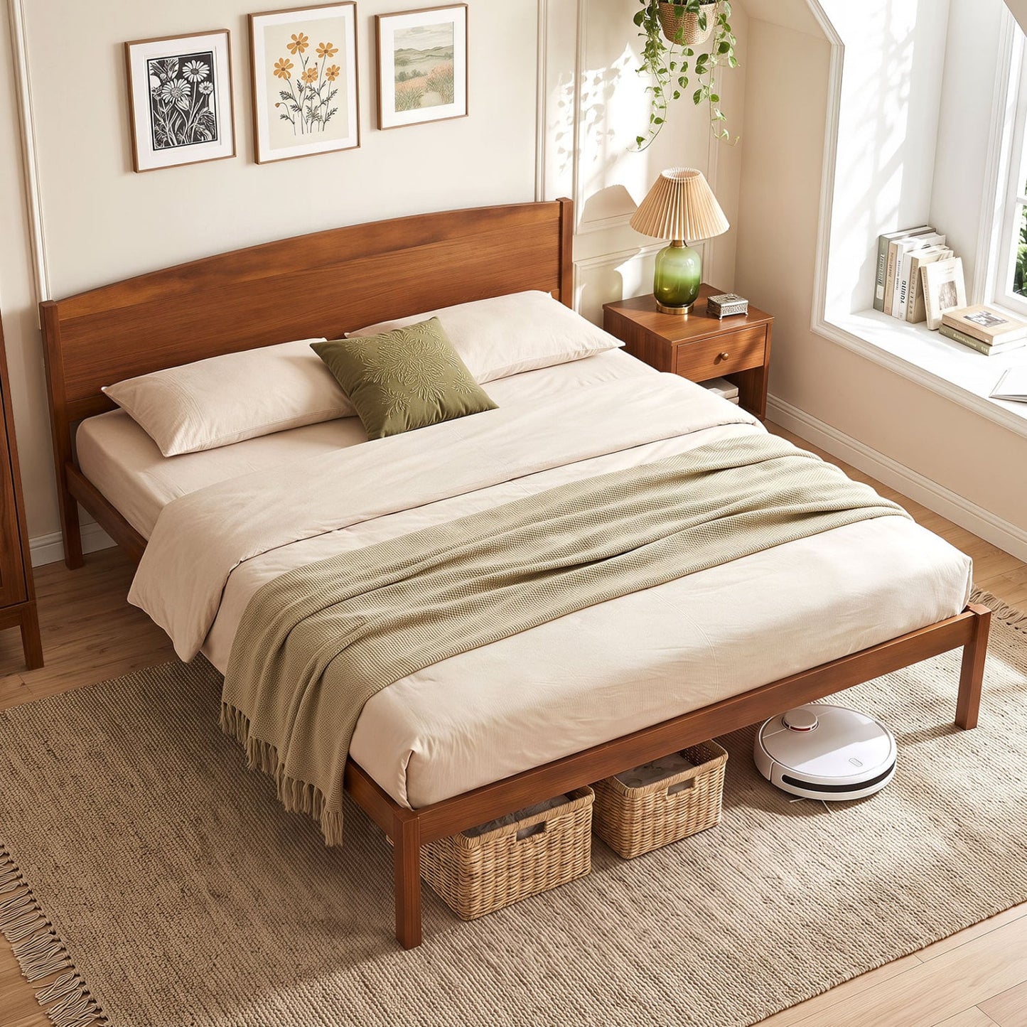 Cadre de lit plateforme en bois de taille king