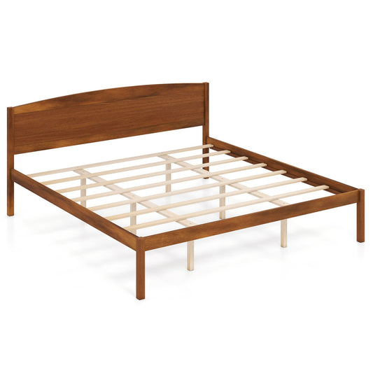 King Size Wooden Platform Bed Frame Beds & Bed Frames Walnut at Gallery Canada