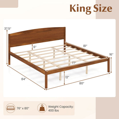 Cadre de lit plateforme en bois de taille king