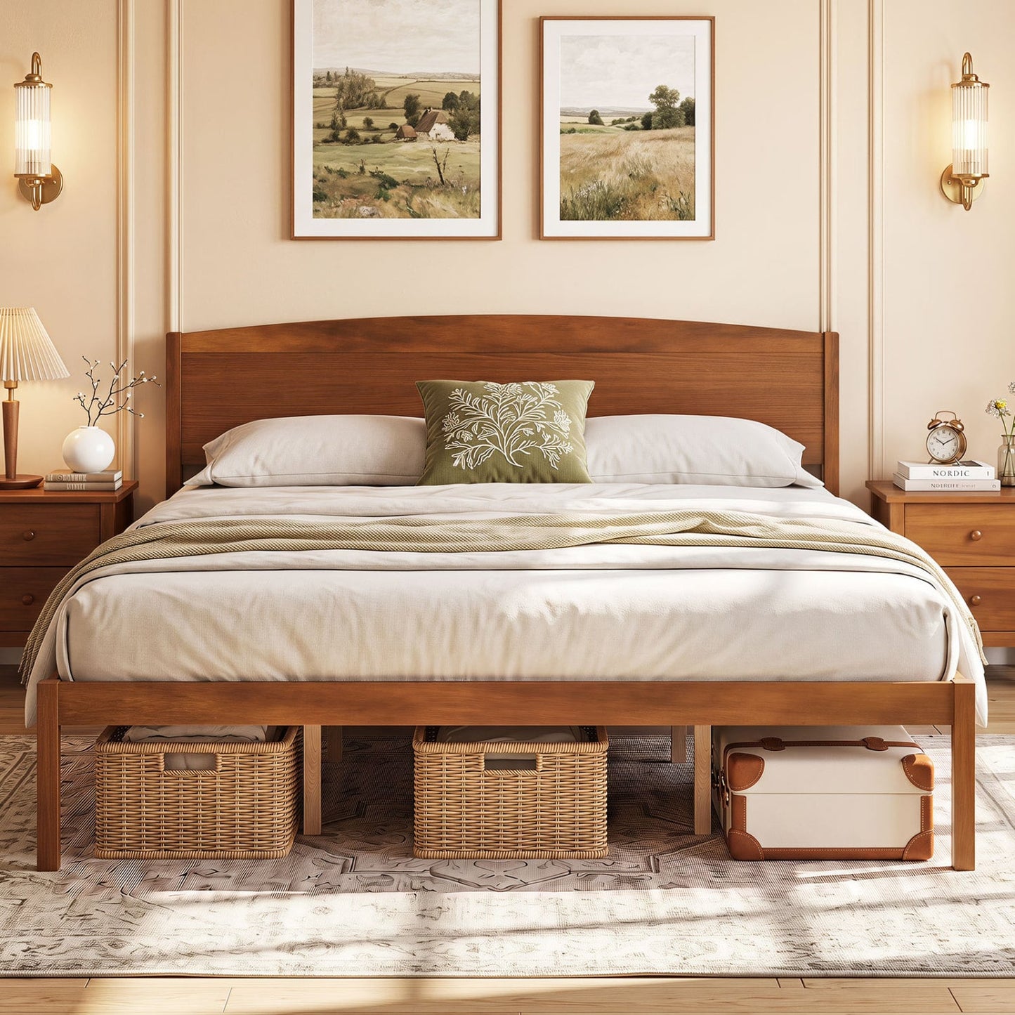 Cadre de lit plateforme en bois de taille king