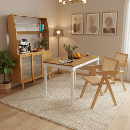 Kitchen Dining Set with Extendable Table 2 Rattan Accent Chairs and Kitchen Cabinet Kitchen & Dining at Gallery Canada