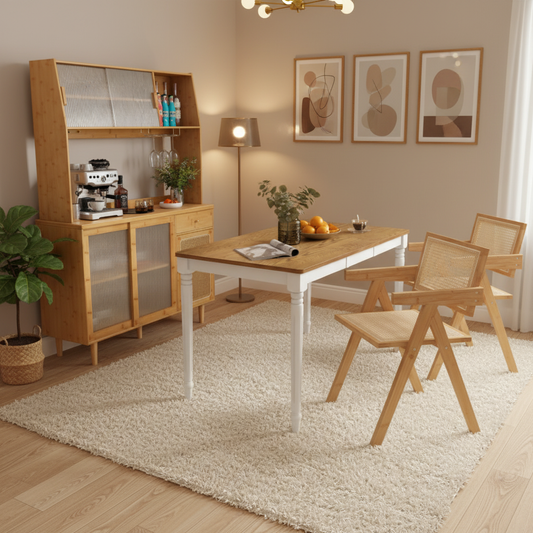 Kitchen Dining Set with Extendable Table 2 Rattan Accent Chairs and Kitchen Cabinet Kitchen & Dining Options at Gallery Canada