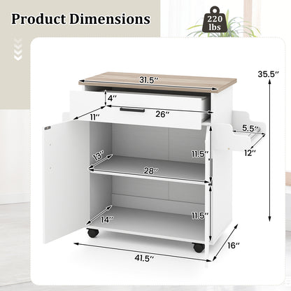 Kitchen Island Cart With Drawer, Rolling Storage, White Kitchen Islands & Carts at Gallery Canada