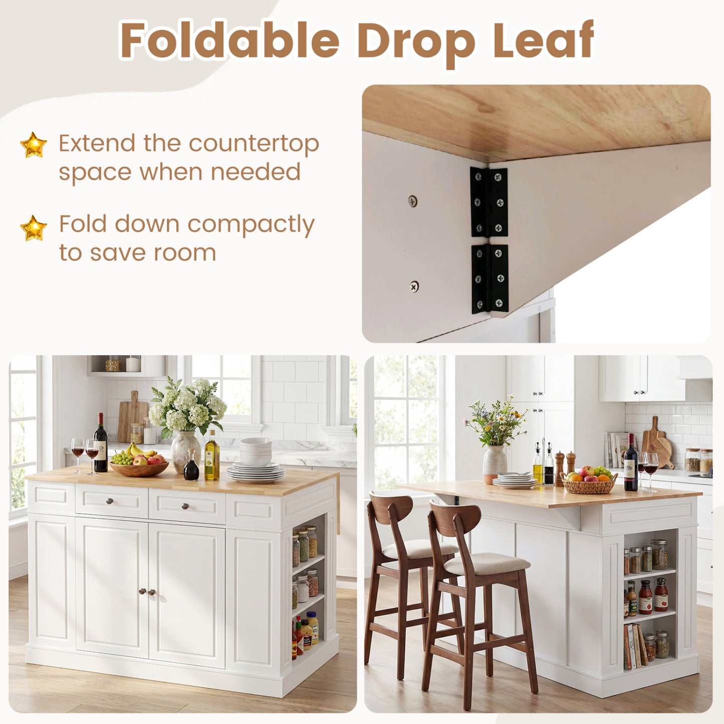 Kitchen Island With Storage, 3-Level Adjustable Shelves, White Kitchen Islands & Carts at Gallery Canada