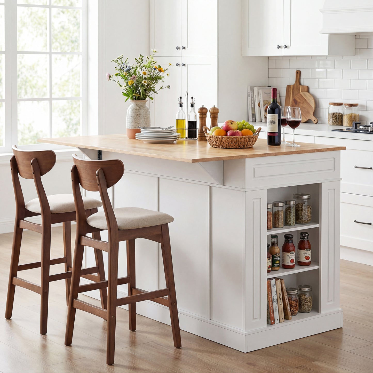 Kitchen Island With Storage, 3-Level Adjustable Shelves, White Kitchen Islands & Carts at Gallery Canada