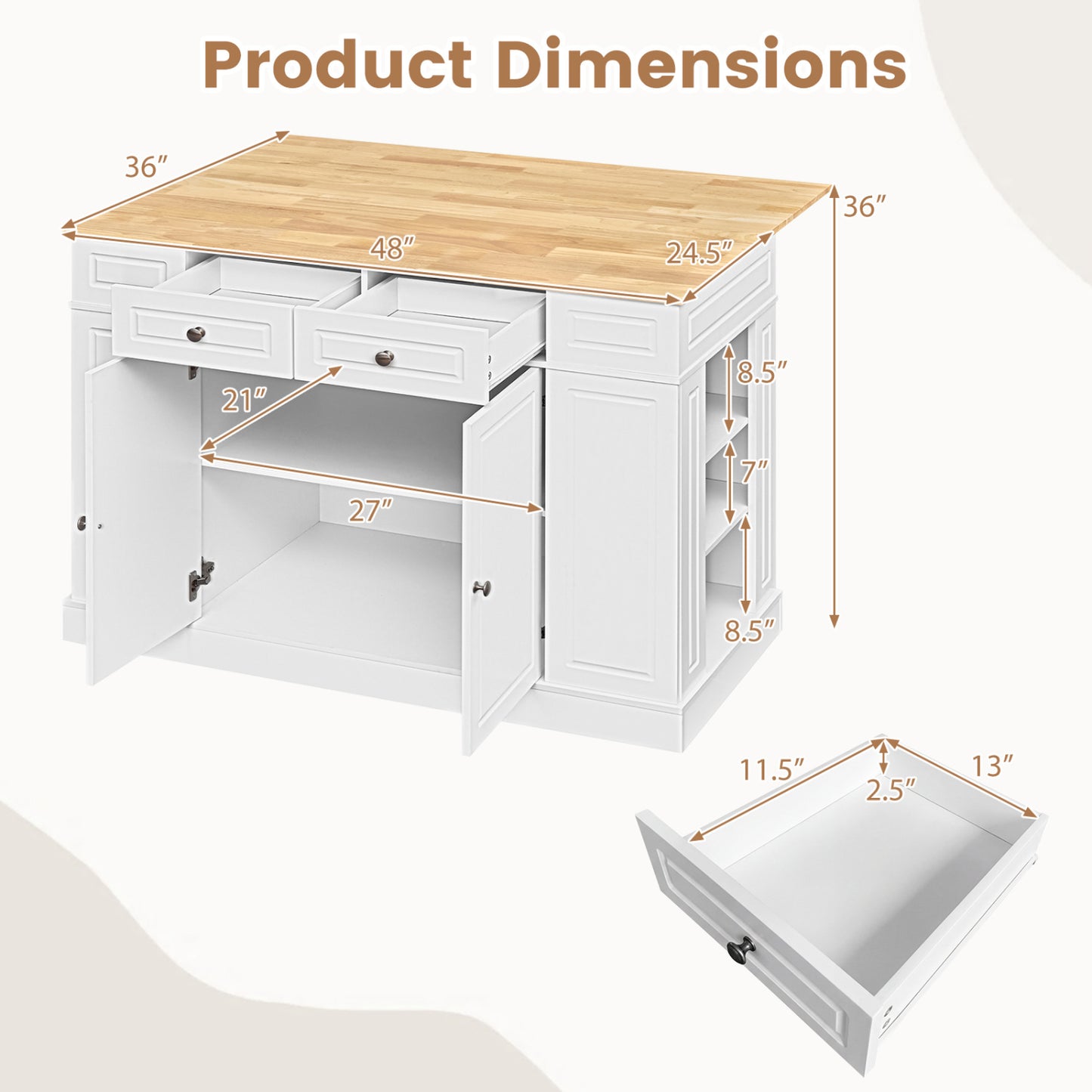 Kitchen Island With Storage, 2 Counter Height Solid Wood Bar Stools Kitchen & Dining at Gallery Canada