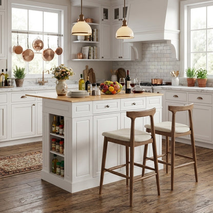 Kitchen Island With Storage, 2 Counter Height Solid Wood Bar Stools Kitchen & Dining at Gallery Canada