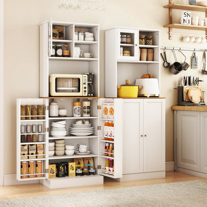 Kitchen Pantry Cabinet 67 Inch Freestanding Tall Cupboard with Microwave Shelf, White Sideboards Cabinets & Buffets at Gallery Canada