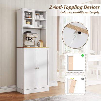 Kitchen Pantry Cabinet 67 Inch Freestanding Tall Cupboard with Microwave Shelf, White Sideboards Cabinets & Buffets at Gallery Canada