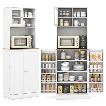 Kitchen Pantry Cabinet 67 Inch Freestanding Tall Cupboard with Microwave Shelf, White Sideboards Cabinets & Buffets at Gallery Canada