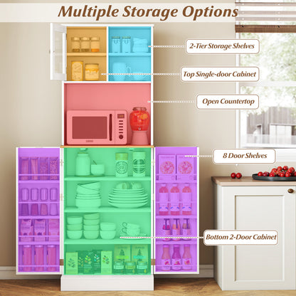 Kitchen Pantry Cabinet 67 Inch Freestanding Tall Cupboard with Microwave Shelf, White Sideboards Cabinets & Buffets at Gallery Canada
