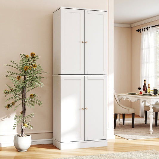 Kitchen Pantry Cabinet 65.5 Inch Freestanding Tall Buffet Cupboard, White Sideboards Cabinets & Buffets White at Gallery Canada