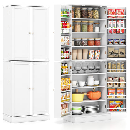 Kitchen Pantry Cabinet, 65.5 Inch, Freestanding Tall Buffet Cupboard, White Sideboards Cabinets & Buffets at Gallery Canada