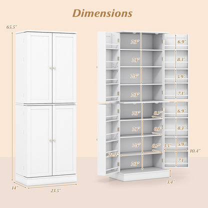 Kitchen Pantry Cabinet 65.5 Inch Freestanding Tall Buffet Cupboard, White Sideboards Cabinets & Buffets at Gallery Canada