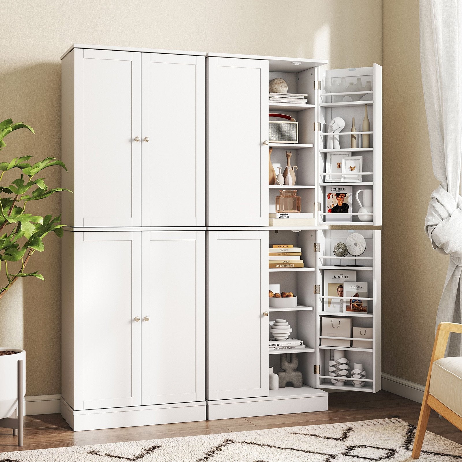 Kitchen Pantry Cabinet 65.5 Inch Freestanding Tall Buffet Cupboard, White Sideboards Cabinets & Buffets at Gallery Canada