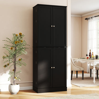 Kitchen Pantry Cabinet 65.5 Inch Freestanding Tall Buffet Cupboard, Black Sideboards Cabinets & Buffets at Gallery Canada