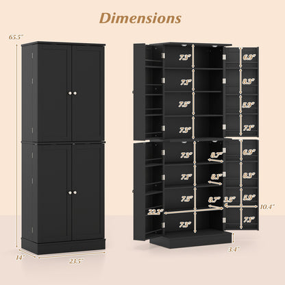 Kitchen Pantry Cabinet 65.5 Inch Freestanding Tall Buffet Cupboard, Black Sideboards Cabinets & Buffets at Gallery Canada