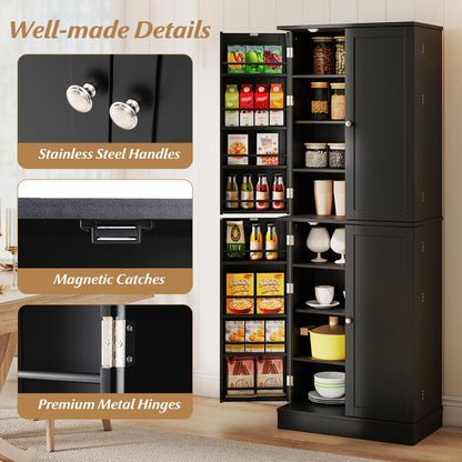 Kitchen Pantry Cabinet 65.5 Inch Freestanding Tall Buffet Cupboard, Black Sideboards Cabinets & Buffets at Gallery Canada