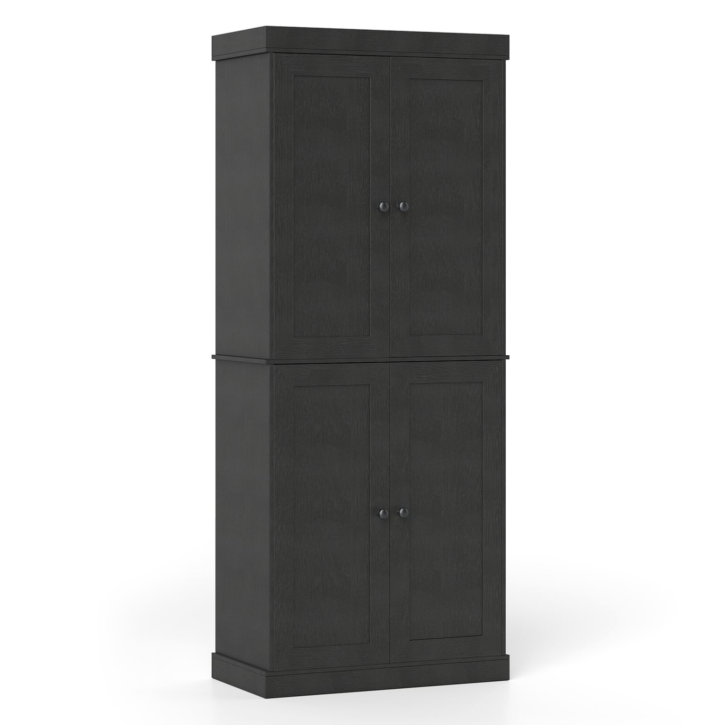 Kitchen Pantry Cabinet, 2 Adjustable Shelves, Anti-Tipping, Black