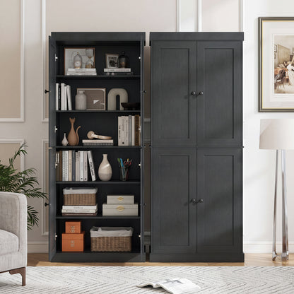 Kitchen Pantry Cabinet, 2 Adjustable Shelves, Anti-Tipping, Black