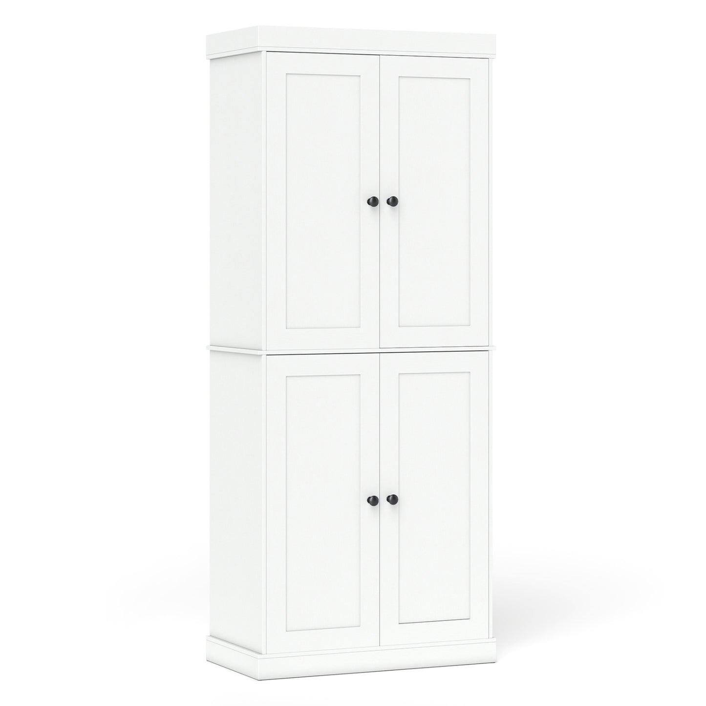 Kitchen Pantry Cabinet, 2 Shelves, Anti-Tipping, White