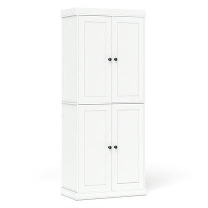Kitchen Pantry Cabinet, 2 Shelves, Anti-Tipping, White