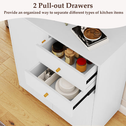 Kitchen Sideboard Buffet Cabinet Coffee Bar Cabinet with 2 Drawers 2 Doors and 3 Adjustable Shelves, White Sideboards Cabinets & Buffets at Gallery Canada