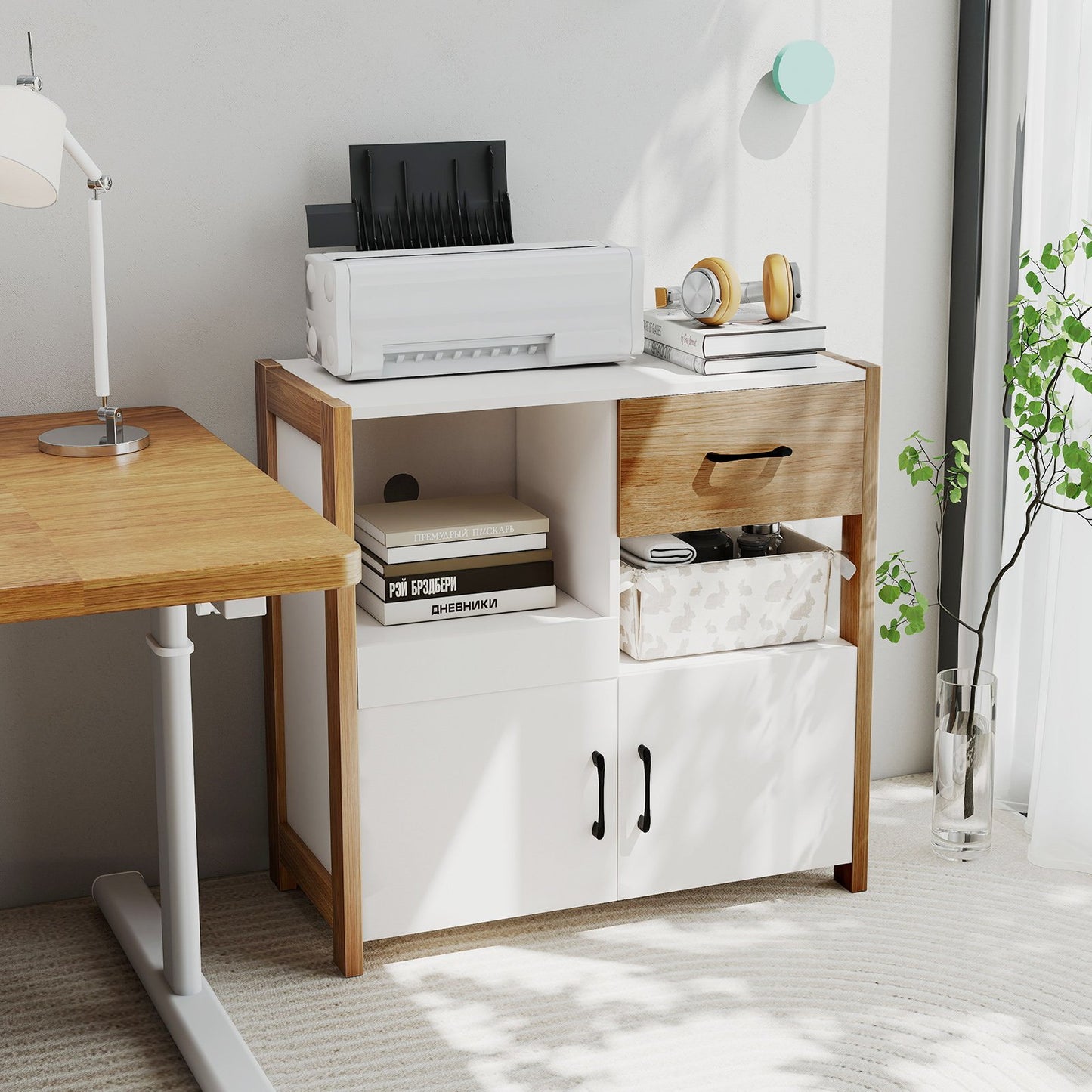 Kitchen Storage Cabinet with Drawer Pull-Out Shelf and 2 Doors, White Sideboards Cabinets & Buffets at Gallery Canada