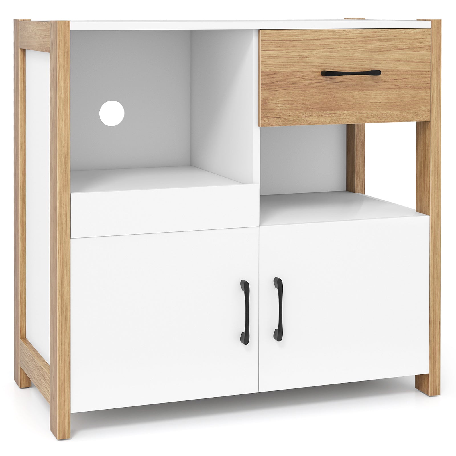Kitchen Storage Cabinet, With Drawer And Doors, White Sideboards Cabinets & Buffets at Gallery Canada