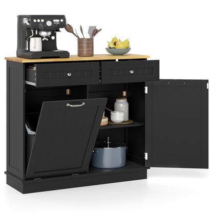 Kitchen Tilt Out Trash Cabinet with 2 Drawers and Adjustable Shelf, Black Sideboards Cabinets & Buffets at Gallery Canada