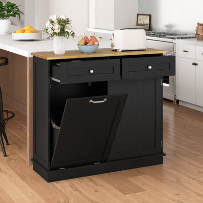 Kitchen Tilt Out Trash Cabinet with 2 Drawers and Adjustable Shelf, Black Sideboards Cabinets & Buffets at Gallery Canada