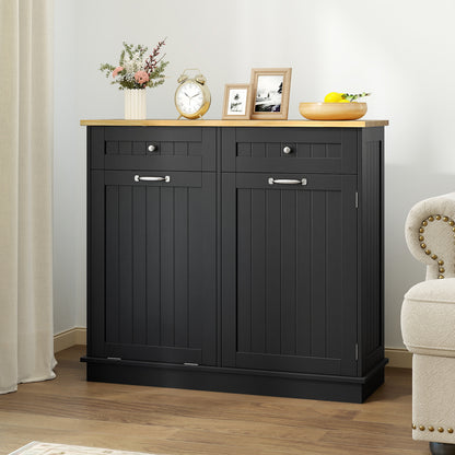 Kitchen Tilt Out Trash Cabinet with 2 Drawers and Adjustable Shelf, Black Sideboards Cabinets & Buffets at Gallery Canada