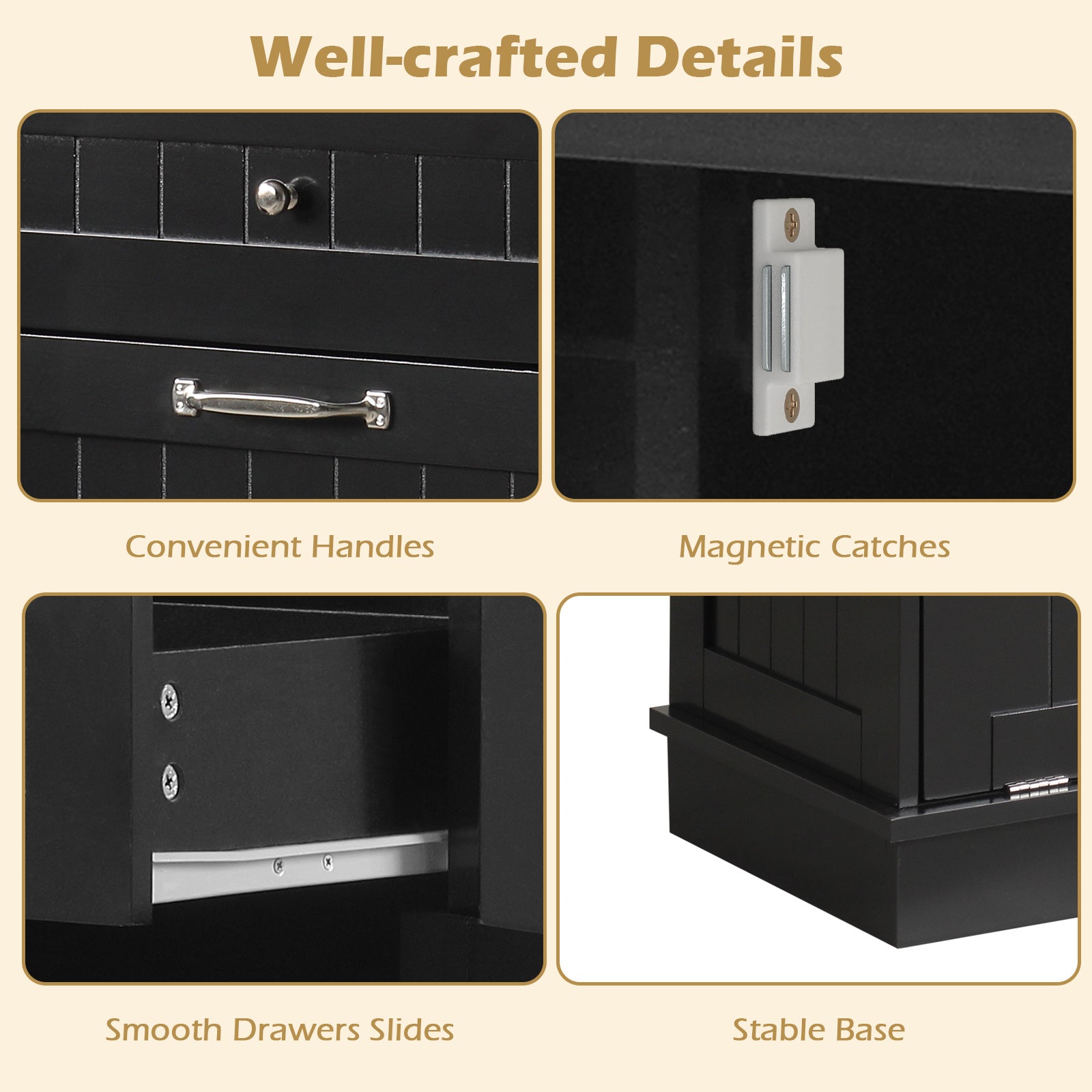 Kitchen Tilt Out Trash Cabinet with 2 Drawers and Adjustable Shelf, Black Sideboards Cabinets & Buffets at Gallery Canada