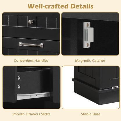 Kitchen Tilt Out Trash Cabinet with 2 Drawers and Adjustable Shelf, Black Sideboards Cabinets & Buffets at Gallery Canada