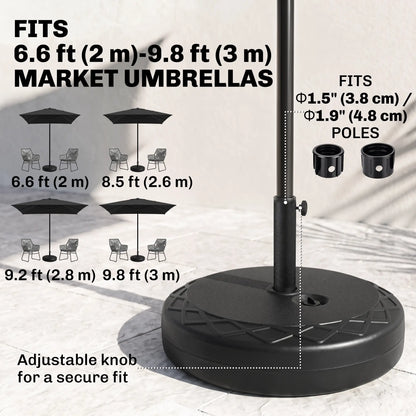 "22" Round Parasol Base, Water Filled, for 1.5"/1.9" Poles, Black Umbrella Bases at Gallery Canada