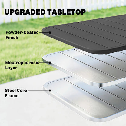 47" x 28" Outdoor Dining Table for 4, Rectangular Patio Table with Slatted Top and Rounded Edges, Grey Patio Dining Tables at Gallery Canada