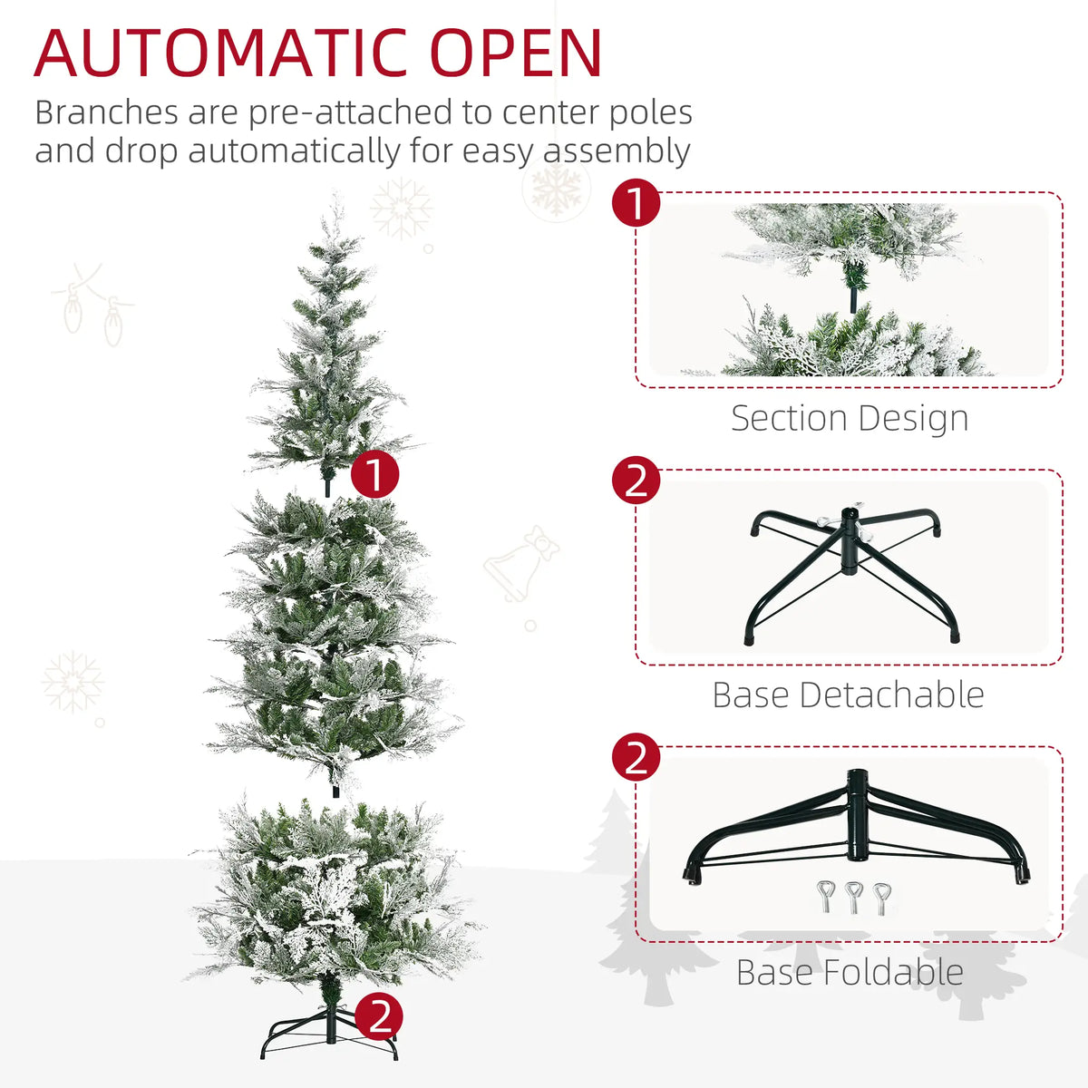 7.5 Feet Artificial Christmas Tree, 880 Cypress Branches, Green Pencil Christmas Trees at Gallery Canada