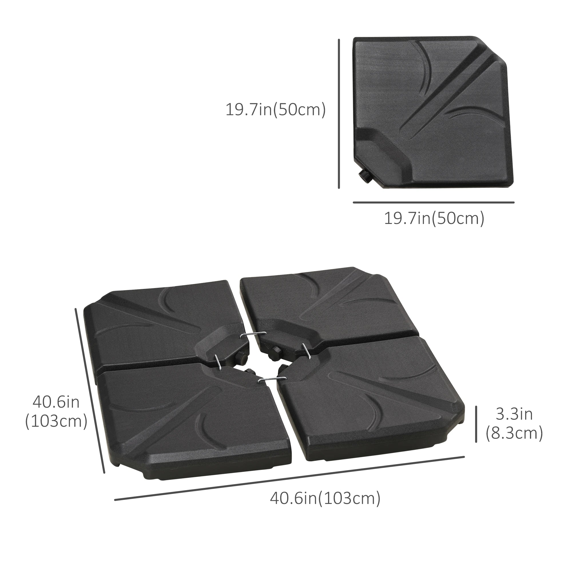 4 Piece Cantilever Umbrella Base, 123 lb Water or 158 lb Sand, Black Umbrella Bases at Gallery Canada