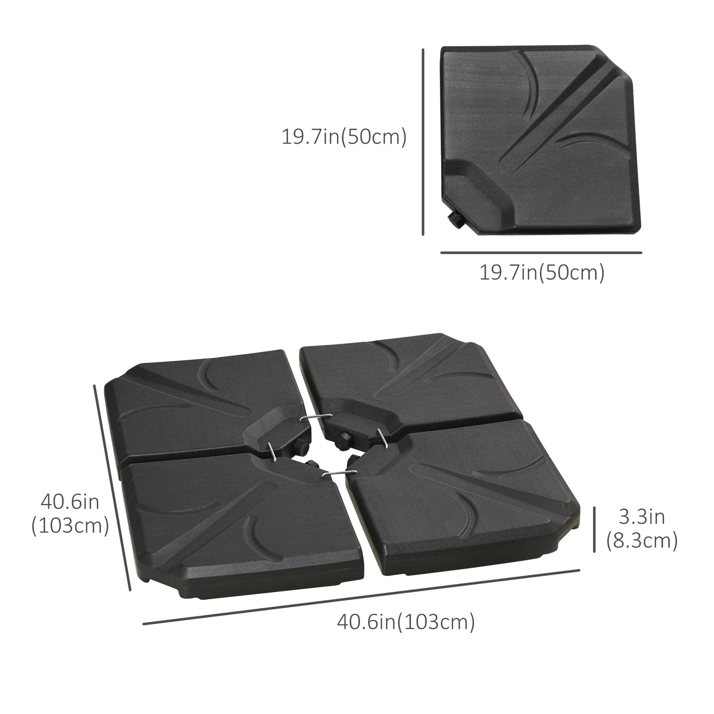 4 Piece Cantilever Umbrella Base, 123 lb Water or 158 lb Sand, Black Umbrella Bases at Gallery Canada