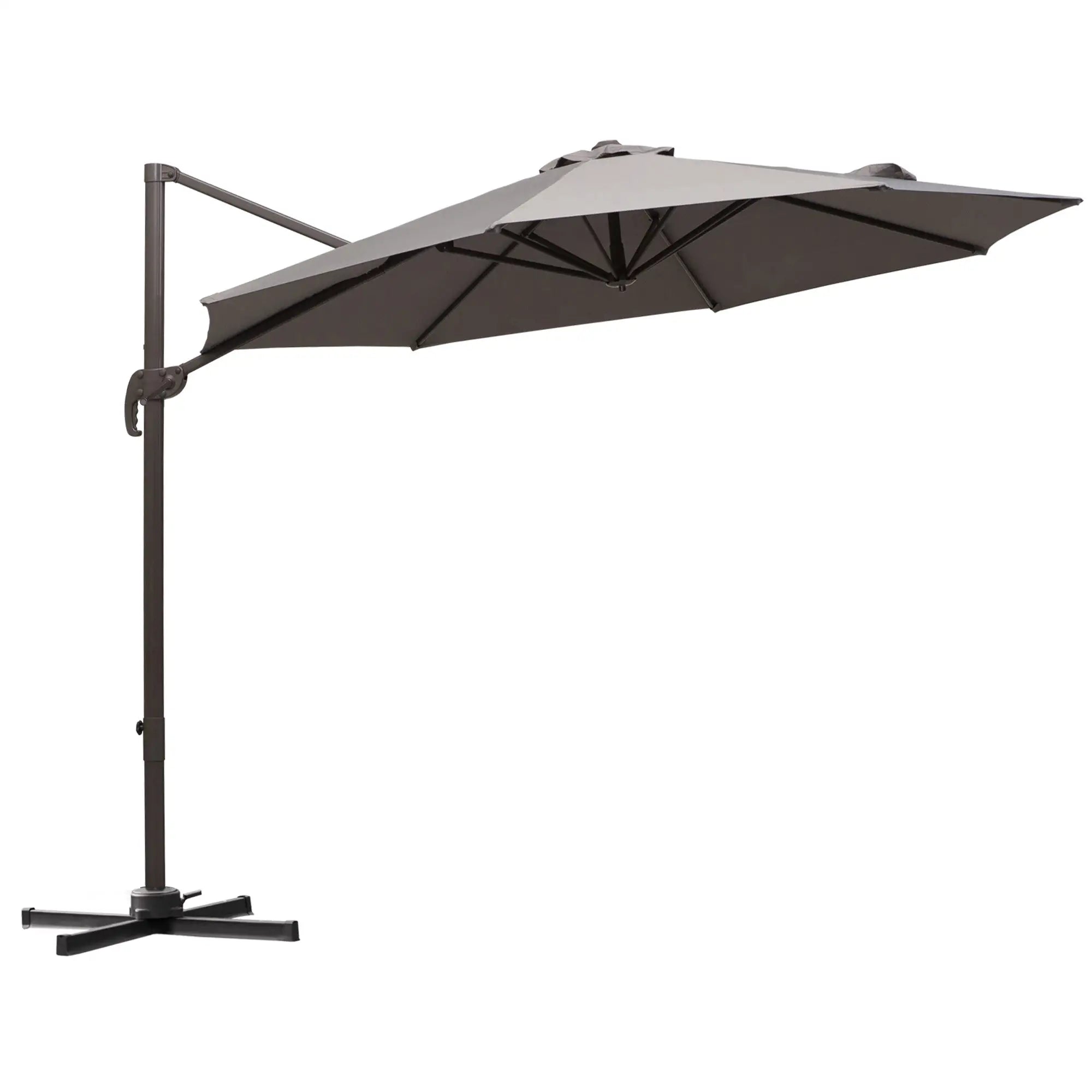 10ft Cantilever Patio Umbrella, 360° Rotation, Crank, Grey Cantilever Umbrellas Grey and Brown at Gallery Canada