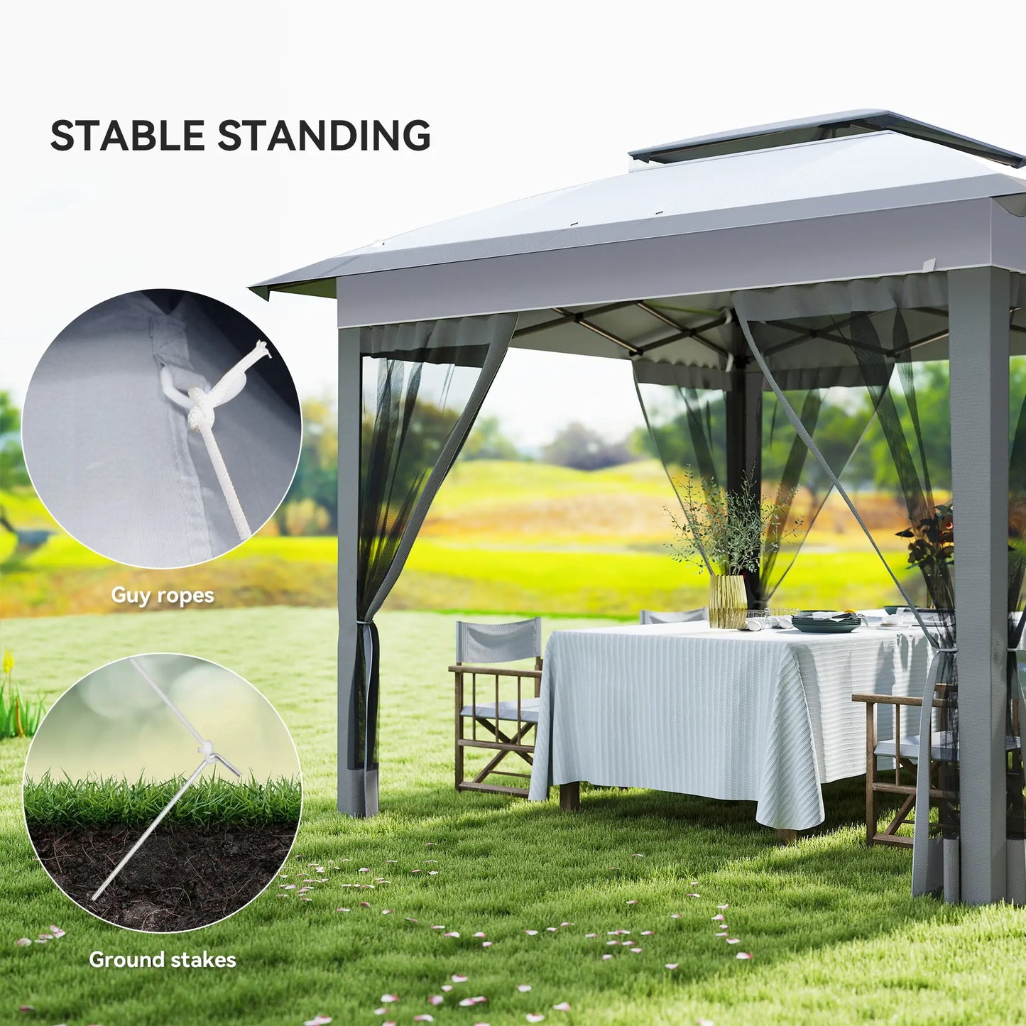 12' x 12' Pop Up Canopy, Mesh Sidewalls, Adjustable Height, Gray Pop Up Canopies at Gallery Canada