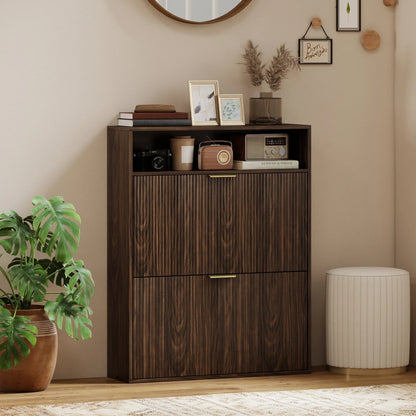 Shoe Cabinet 2 Flip Drawers, Narrow Storage, Top Shelf Shoe Storage Cabinets & Racks at Gallery Canada
