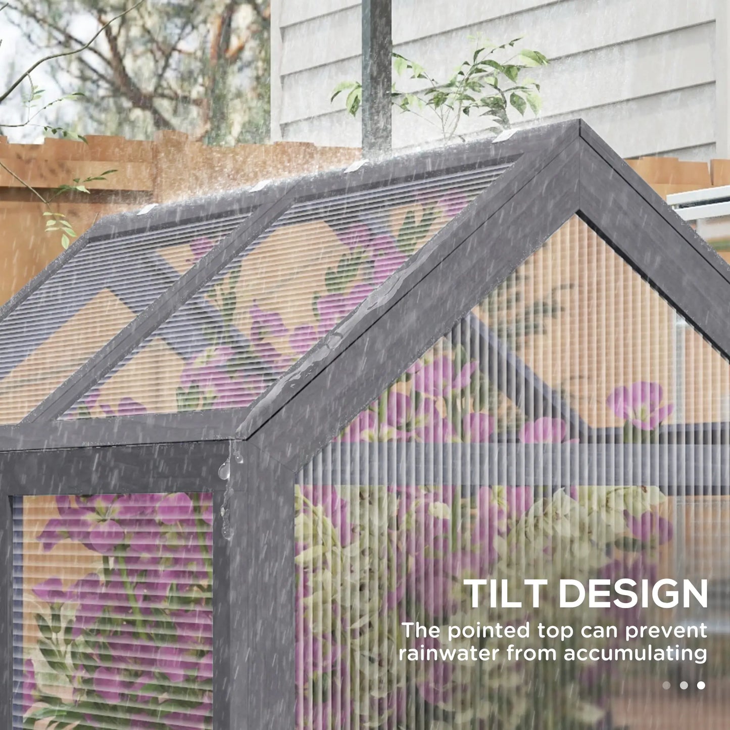 Raised Garden Bed Kit With Greenhouse, Wooden Cold Frame Planter, 48" x 24" x 32", Grey Cold Frame Greenhouses at Gallery Canada