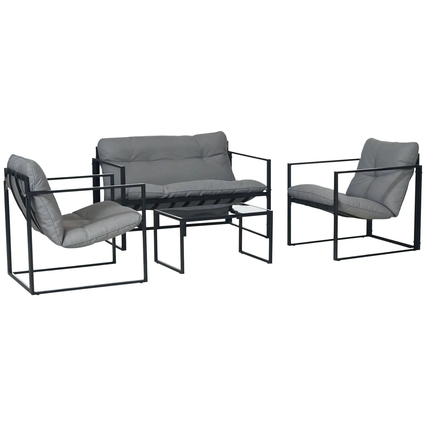 4-Piece Outdoor Furniture Set, Patio Set with Glass Table, Grey Patio Furniture Sets at Gallery Canada