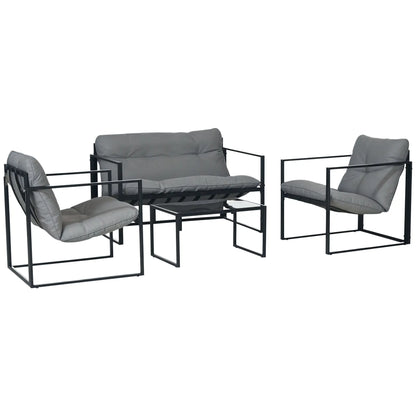 4-Piece Outdoor Furniture Set, Patio Set with Glass Table, Grey Patio Furniture Sets at Gallery Canada