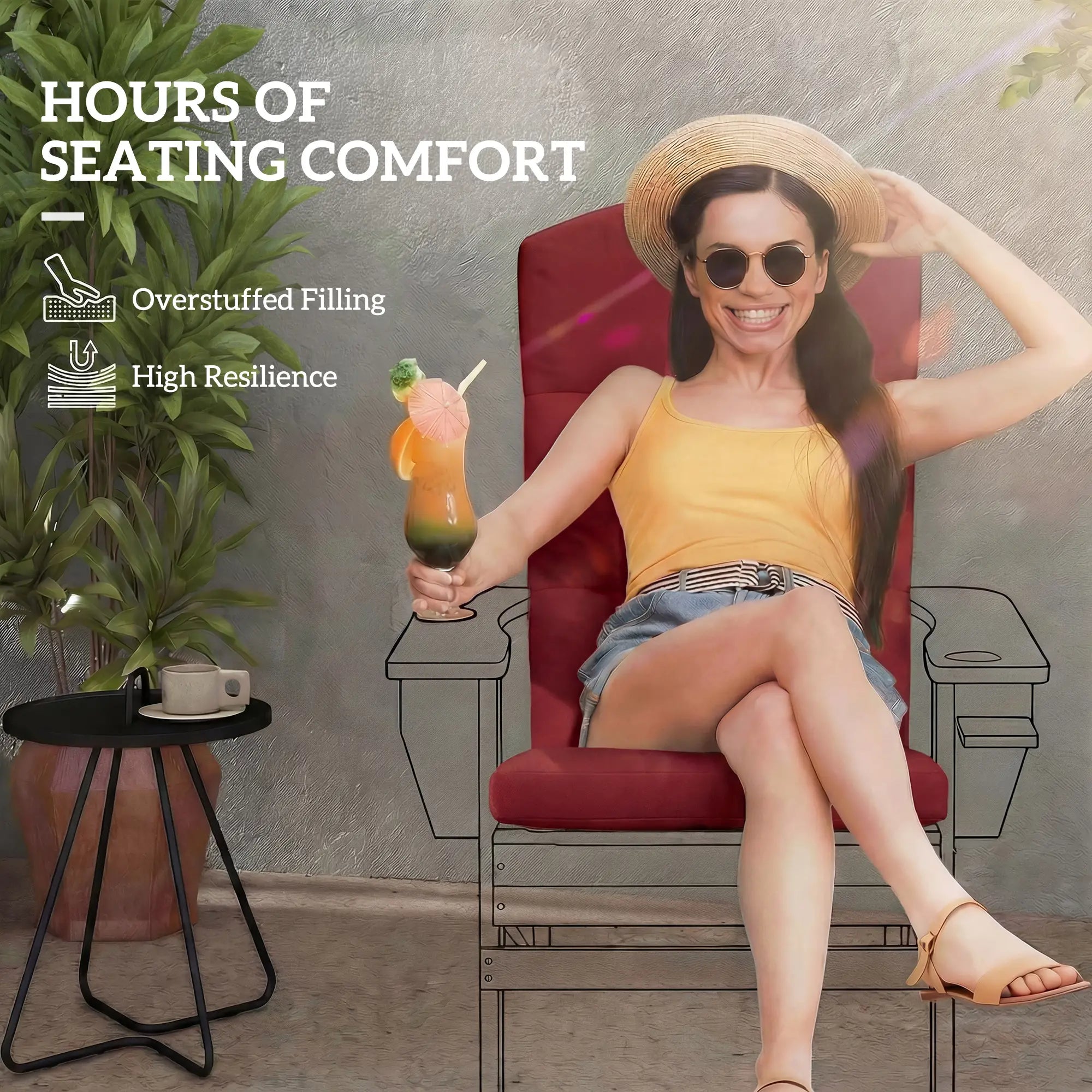 Adirondack Chair Replacement Cushion, Wine Red Patio Chair Cushions at Gallery Canada