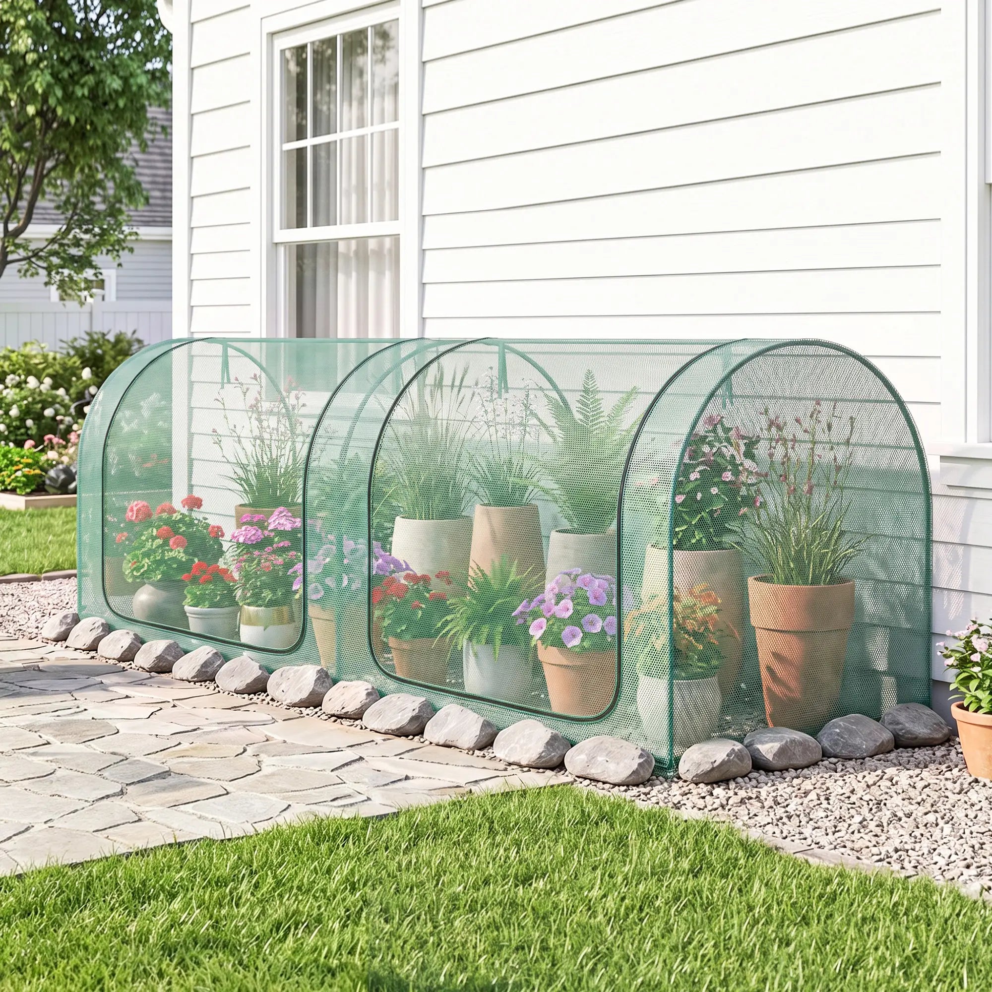 8' x 3' Crop Cage, Garden Plant Protector, Dark Green Walk In Greenhouses at Gallery Canada