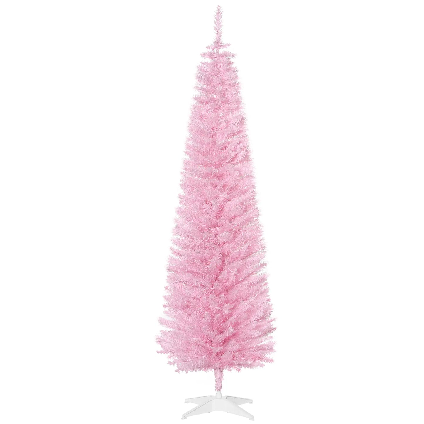 6' Slim Artificial Christmas Tree, Realistic Branches, Sturdy Metal Stand, Pink Pencil Christmas Trees Pink at Gallery Canada