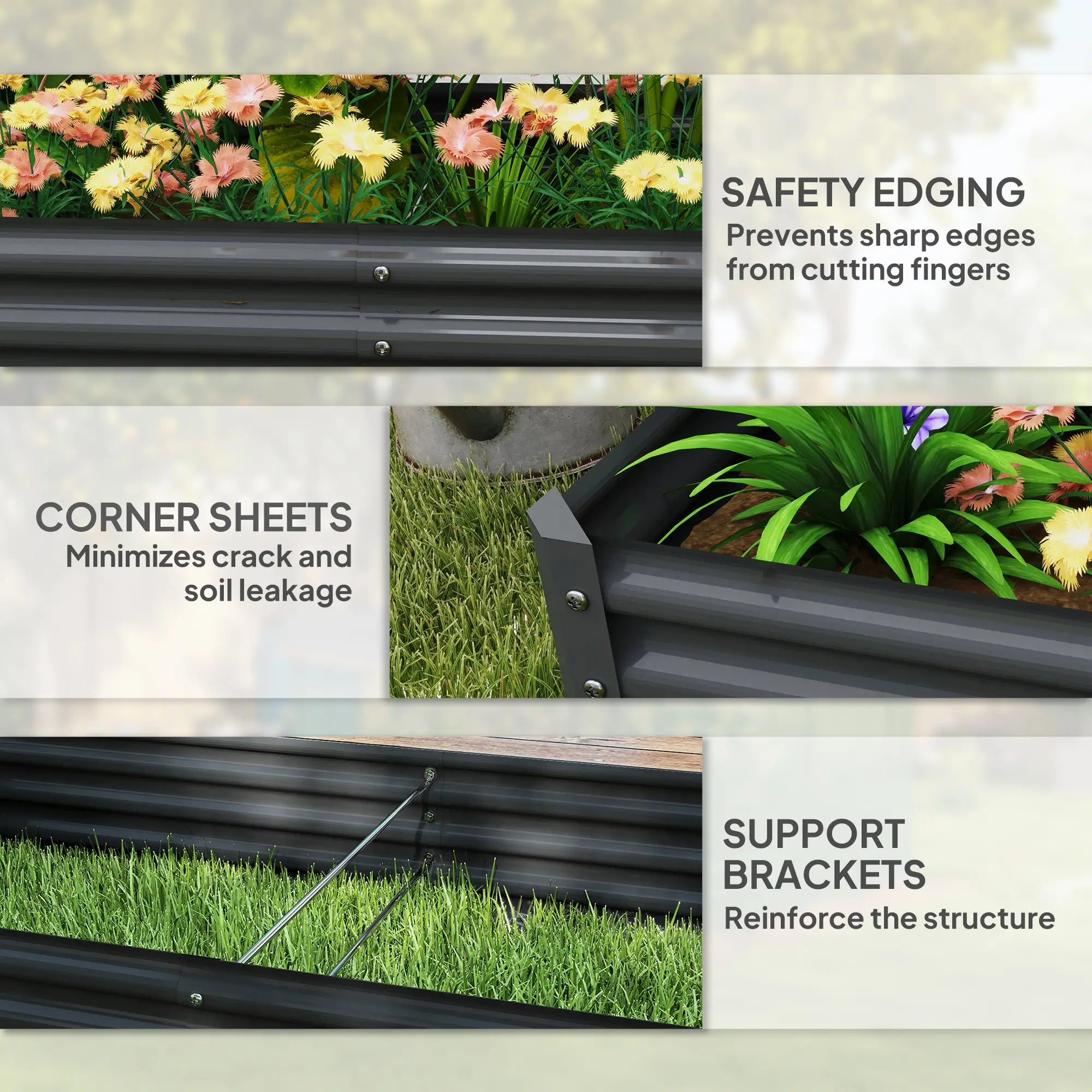 6X3X1Ft Galvanized Raised Garden Bed, Reinforced Planter Box, Dark Grey Galvanized Planter Boxes at Gallery Canada