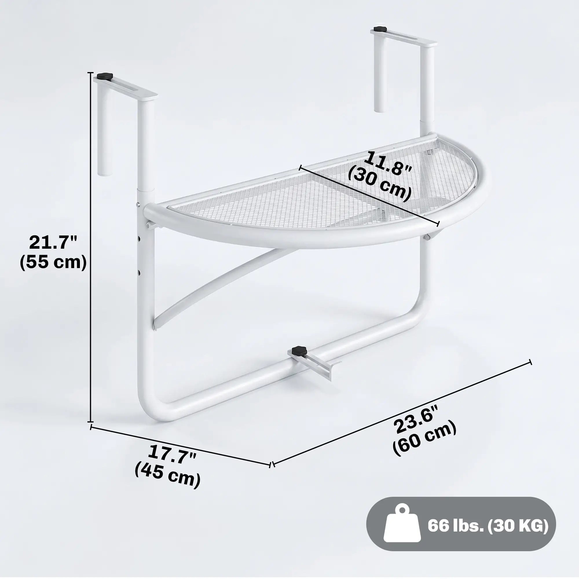 Adjustable Balcony Hanging Table, Metal Wall Desk, Outdoor Flower Stand, Half Round, White Balcony Table Hanging at Gallery Canada
